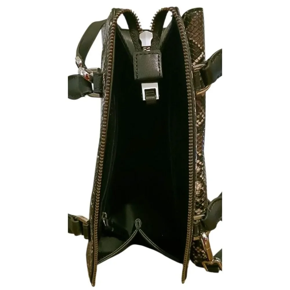 CALVIN KLEIN Lock Candy Python Embossed Statement Satchel / Crossbody Strap Bag - Picture 6 of 8